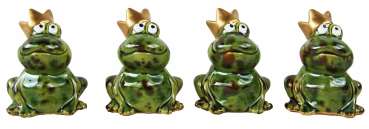 Preview: Charmantes 4er Set Froschkönig - Höhe ca. 6,9 cm